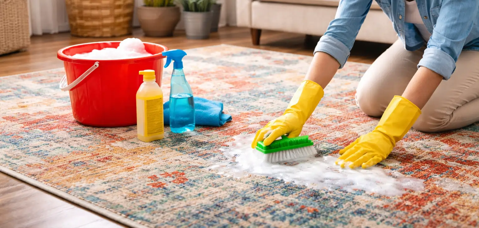 DIY rug cleaning scrubbing causing potential rug damage